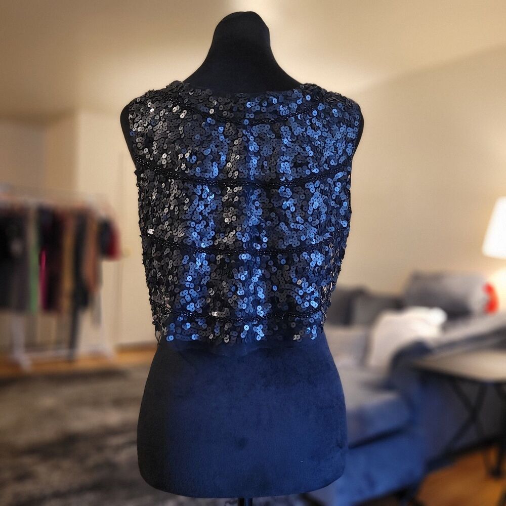 Say What Y2k Black Sequin Polyester Crop Top with Black Sequins In A Medium M - Picture 5 of 5